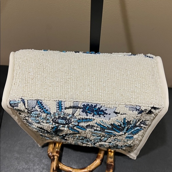 Made In India | Botanical Beaded Mini Tote w/ Bamboo Handles - Picture 14 of 14